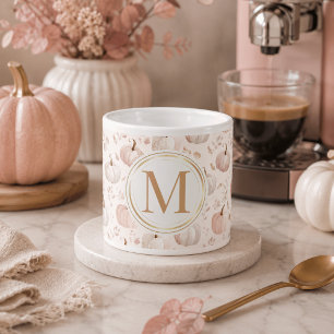 Pastel-Kürbis-Monogramm – Personalisierter Anfangs Espressotasse