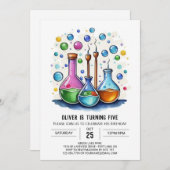 Pastel Laboratory Experimental Scientist Birthday Einladung (Vorne/Hinten)