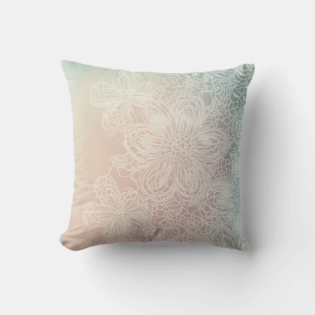 Pastel Lace Floral Pillow Kissen (Vorderseite)
