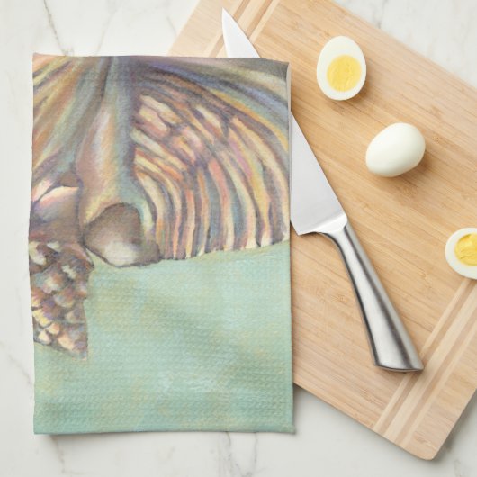 Pastel Large Conch Muschel Geschirrtuch (Viertel Falte)