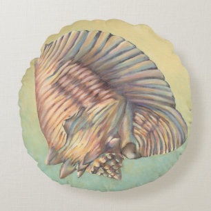 Pastel Large Conch Muschel Rundes Kissen