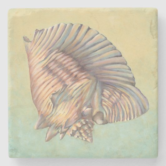 Pastel Large Conch Muschel Steinuntersetzer (Vorderseite)