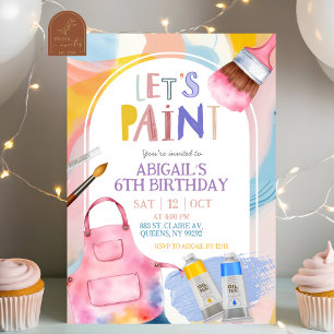 Pastel Lass Mal Malen Mädchen Geburtstagsfeier Einladung