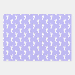 PASTEL LAVENDER BLAUE GRÜNE ROWS OF BABY FEED GESCHENKPAPIER SET