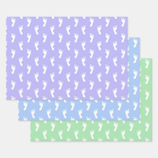 PASTEL LAVENDER BLAUE GRÜNE ROWS OF BABY FEED GESCHENKPAPIER SET (Set)