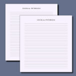 Pastel Lavender Classic Small Lines Notizblock<br><div class="desc">Dieses horizontale Linien Notizblock ist einfach und klassisch. Es ist perfekt für den persönlichen,  Büro- oder Schulgebrauch.</div>