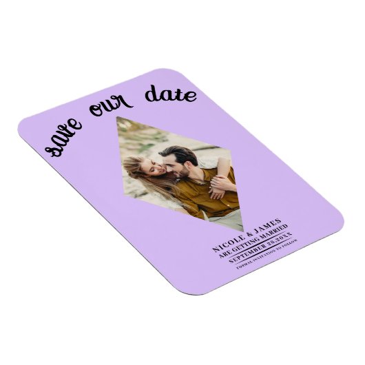 Pastel Lavender Diamond Foto Save the Date Magnet (Rechte Seite)