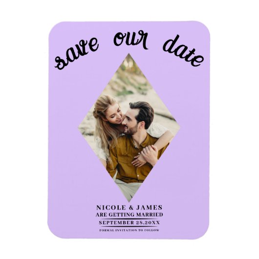 Pastel Lavender Diamond Foto Save the Date Magnet (Vertikal)