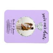 Pastel Lavender Diamond Ring Blende Save the Date Magnet (Horizontal)