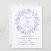 Pastel Lavender Floral Wreath "Save the Date" Save The Date (Vorderseite)