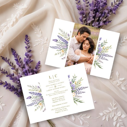 Pastel Lavender Flowers & Greenery Elegant Spring  Einladung