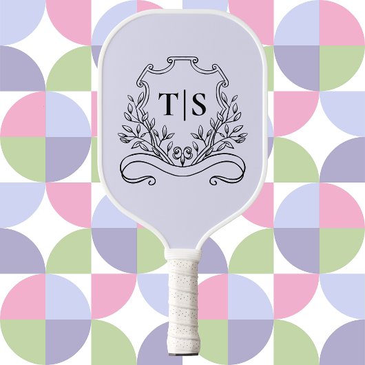 Pastel Lavender Lilac Monogram Initial Classic Pickleball Schläger