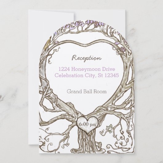 Pastel Lavender Lilac Plum Boho Heart Shaped Einladung (Rückseite)