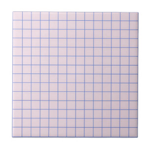Pastel Lavender & Navy Blue Checkered Muster Fliese