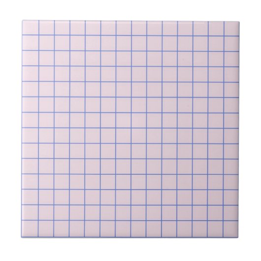 Pastel Lavender & Navy Blue Checkered Muster Fliese (Vorderseite)