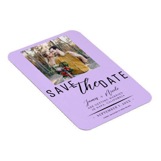 Pastel Lavender Save the Date Foto Wedding Magnet (Rechte Seite)