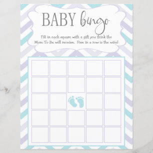 Pastel Lavender und Aqua Zig Zag Baby Bingo