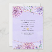 Pastel Lavender und Gold Floral Geometric Wedding Einladung (Vorderseite)