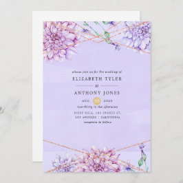 Pastel Lavender und Gold Floral Geometric Wedding Einladung