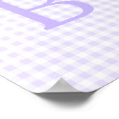 Pastel Lavender und White Gingham Monogram Poster (Ecke)