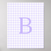 Pastel Lavender und White Gingham Monogram Poster (Vorne)