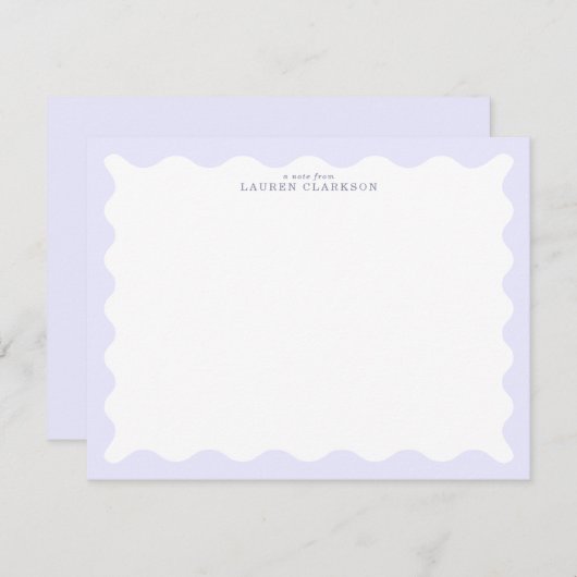 Pastel Lavender Wavy Frame Note Card Einladung (Vorne/Hinten)