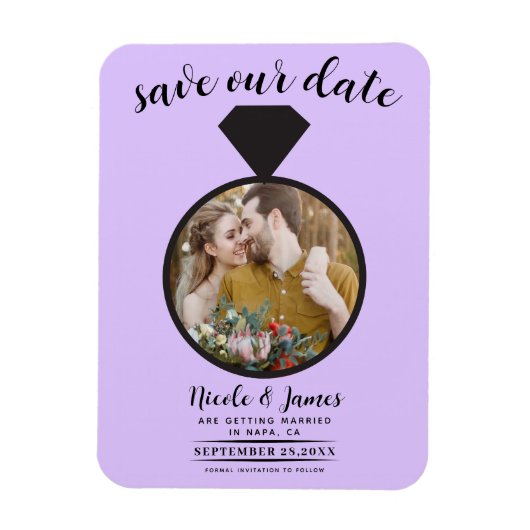 Pastel Lavender Wedding Ring Foto Save the Date Magnet (Vertikal)