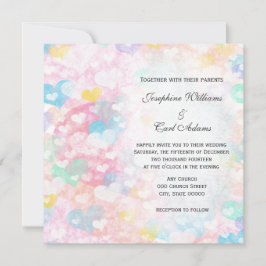 Pastel Layered Hearts Wedding Invites Einladung