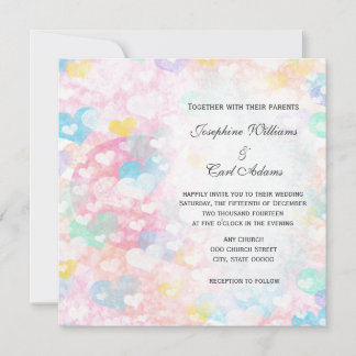 Pastel Layered Hearts Wedding Invites Einladung