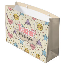 Pastel-Lehrer-Mathematik-Formen-Muster  Große Geschenktüte