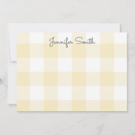 Pastel Lemon Yellow and White Gingham Karo Mitteilungskarte