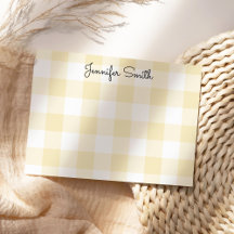 Pastel Lemon Yellow Large Gingham