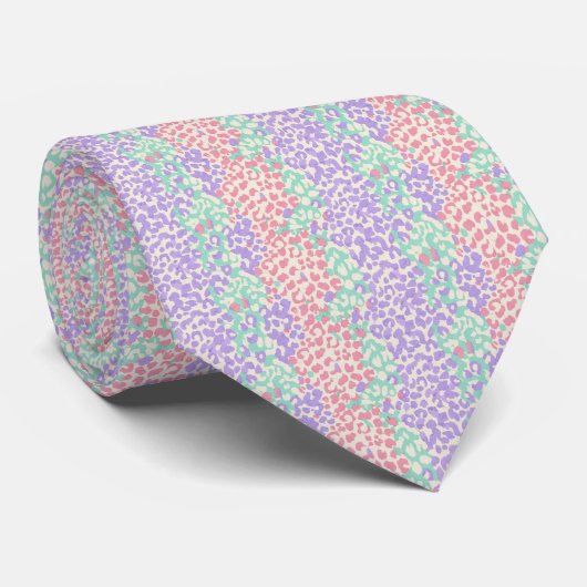 Pastel Leopard Animal Print Pattern Krawatte (Gerollt)