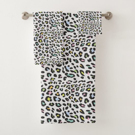 Pastel Leopard Spot Pattern Badhandtuch Set (Insitu)