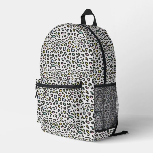 Pastel Leopard Spot Pattern Bedruckter Rucksack (Rückseitige Ecke Rechts)
