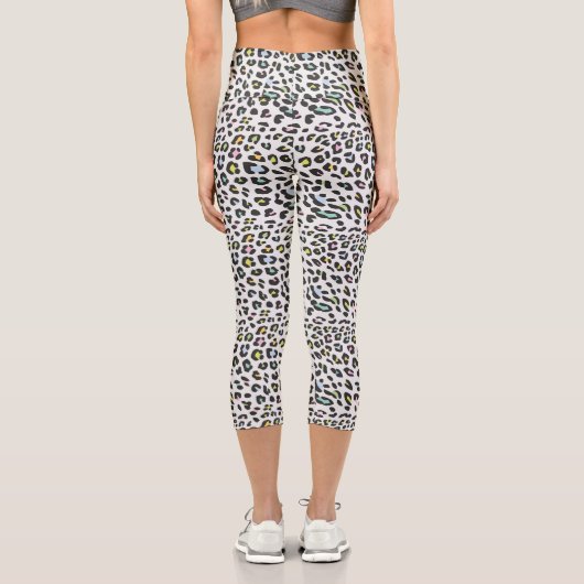 Pastel Leopard Spot Pattern Capri Leggings (Rückseite)