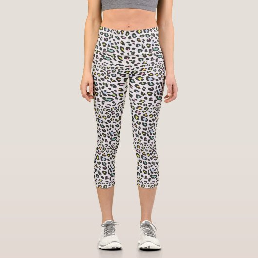 Pastel Leopard Spot Pattern Capri Leggings (Vorderseite)