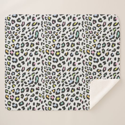 Pastel Leopard Spot Pattern Sherpadecke (Vorderseite (Horizontal))
