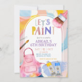 Pastel Let's Paint Girl Birthday Party Einladung (Vorderseite)