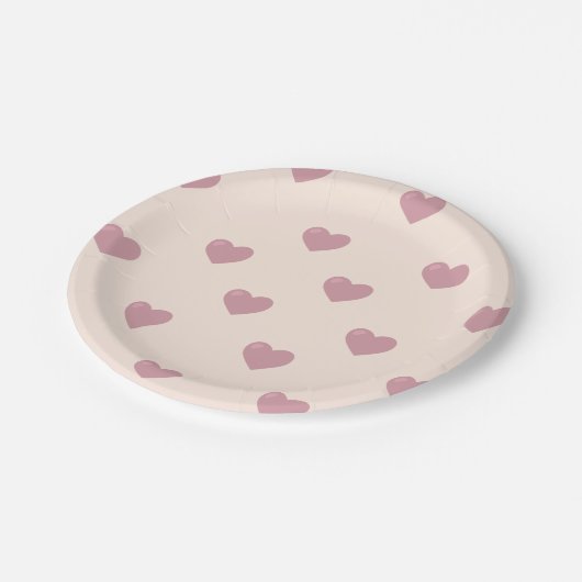 Pastel Liebe Hearts Pappteller (Schrägansicht)