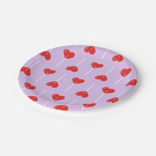 Pastel Liebe Suckers Red Pappteller (Schrägansicht)