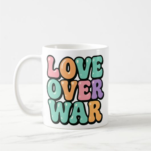 Pastel "Liebe über Krieg" Retro Peace Tasse (Links)