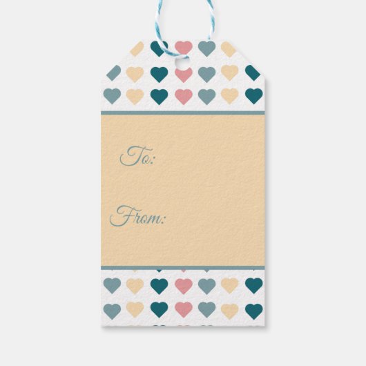 Pastel Liebende Herzen Geschenkanhänger (Rückseite)