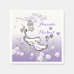 Pastel liebt Vögel Hochzeit benutzerdefinierte Ser Serviette