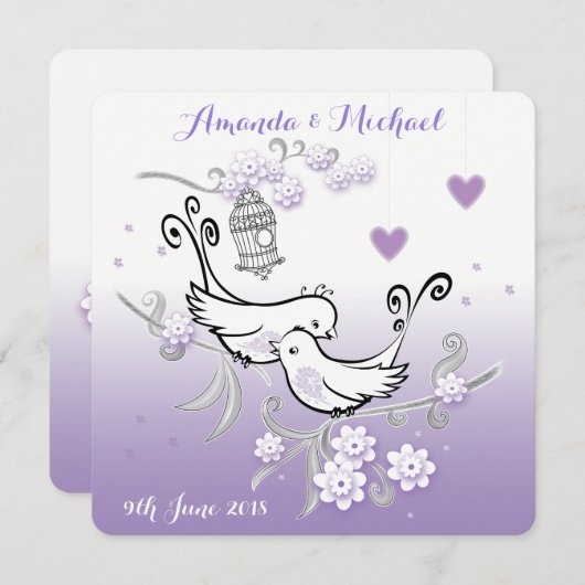 Pastel liebt Vögel personalisierte Hochzeit einlad Einladung (Vorne/Hinten)