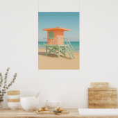Pastel Lifeguard Tower Beach Art Poster (Küche)