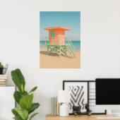 Pastel Lifeguard Tower Beach Art Poster (Heimbüro)