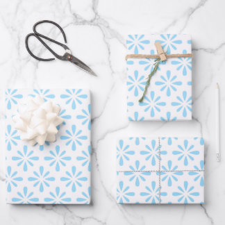 Pastel Light Blue Floral Elegante Hochzeit  Geschenkpapier Set
