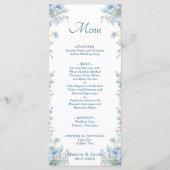 Pastel Light Blue Rose Blumenhochzeit Menükarte (Vorderseite)