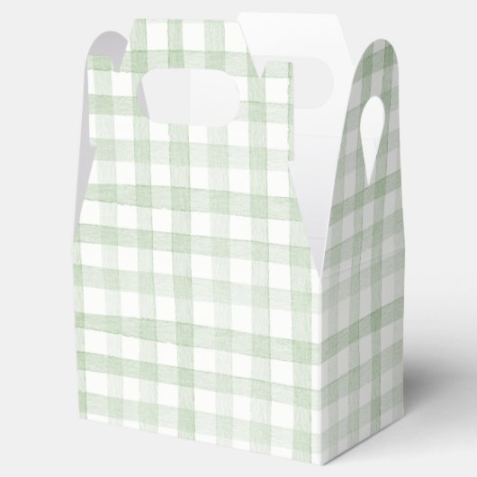 Pastel Light Green Gingham Plaid Geschenkschachtel (Geöffnet)